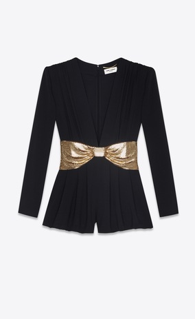 SAINT LAURENT Jumpsuit レディース プレイスーツ(ブラックサブレ/金色のボウタイ) a_V4